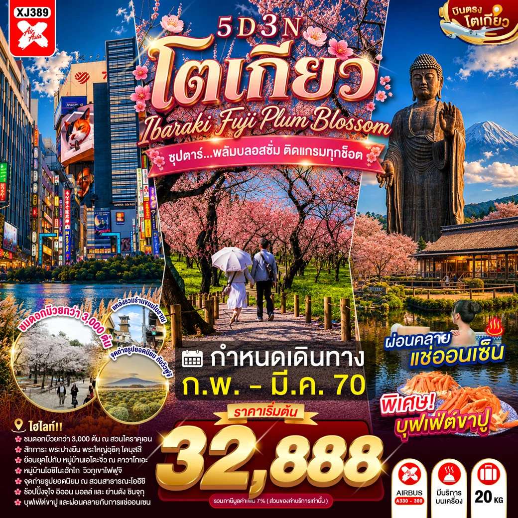ทัวร์ญี่ปุ่น โตเกีย อิบารากิ ฟูจิ 5 วัน 3 คืน