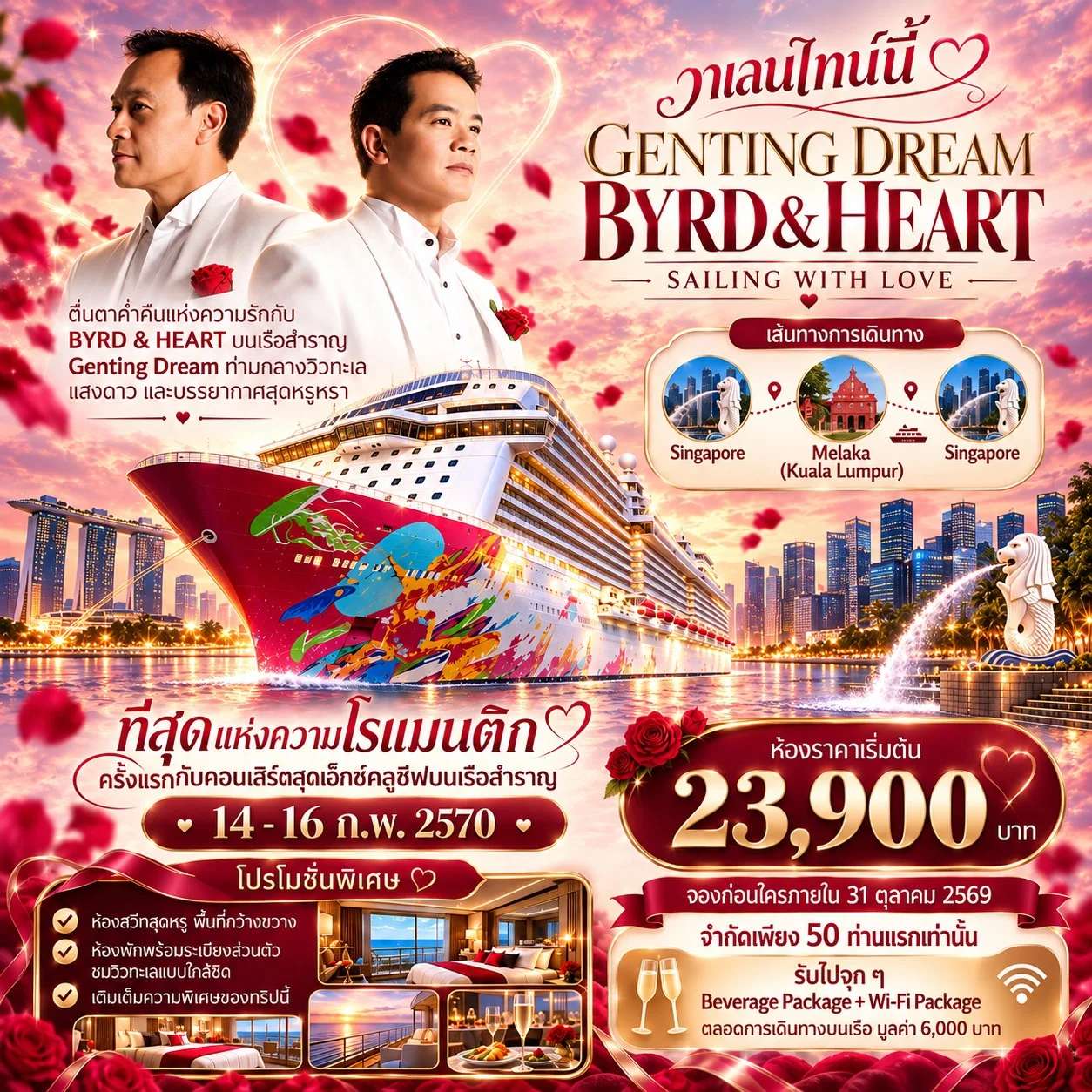ทัวร์ แพ็คเกจเรือสําราญ สิงคโปร์  มะละกา  สิงคโปร์ 3 วัน 2 คืน
