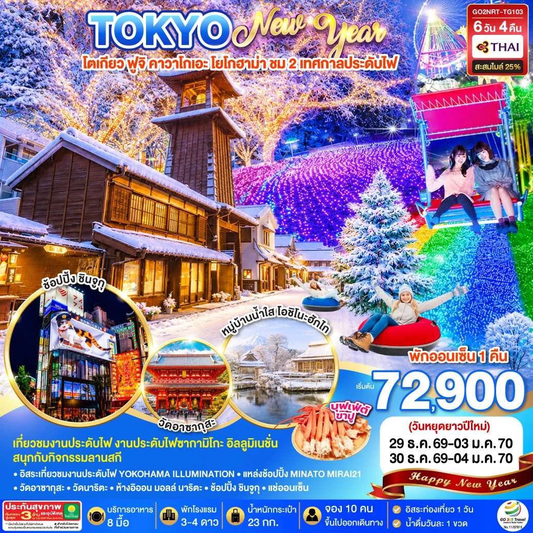ทัวร์ญี่ปุ่น TOKYO FUJI ILLUMINATION SKI WINTER NEW YEAR 6D 4N โดยสายการบินไทย [TG]