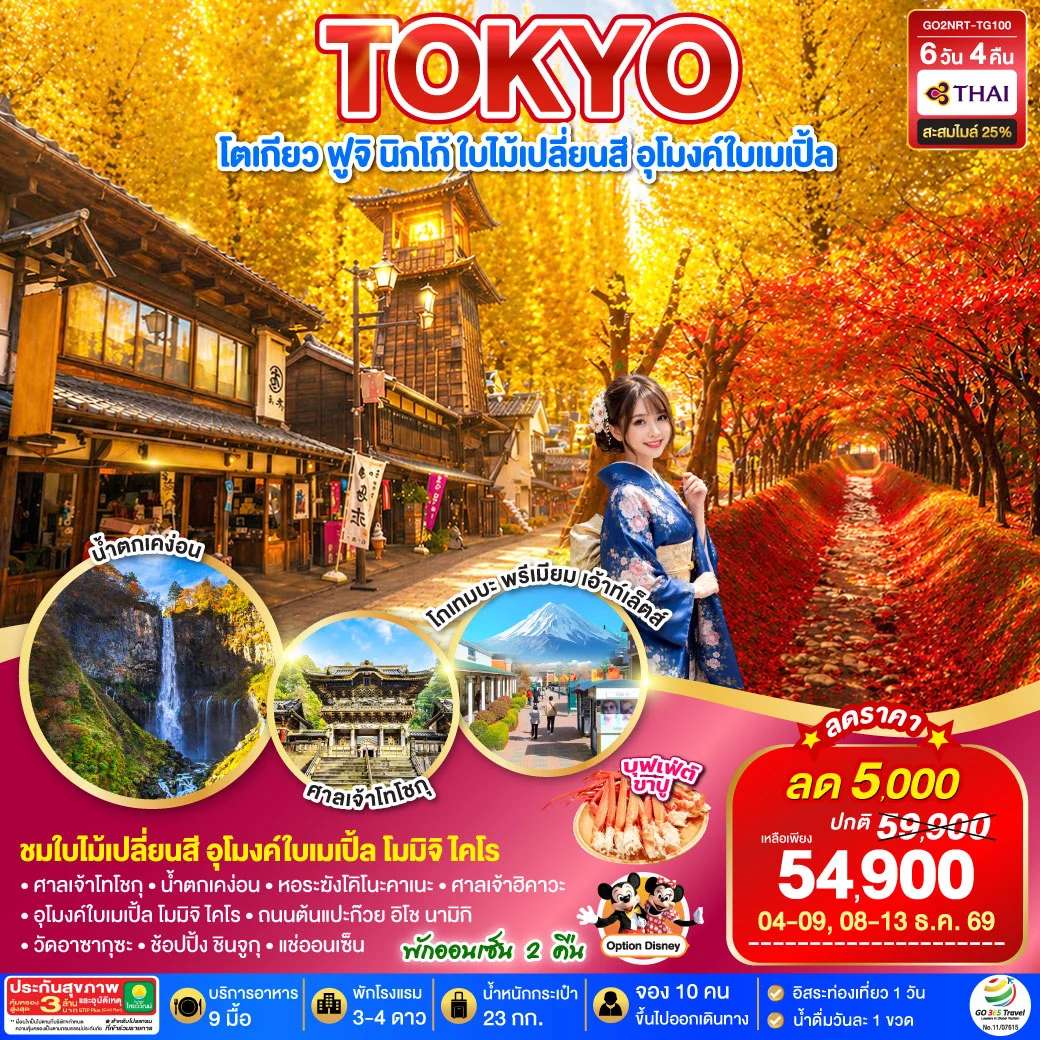 ทัวร์ญี่ปุ่น TOKYO FUJI NIKKO MOMIJI AUTUMN 6D 4N โดยสายการบินไทย [TG]