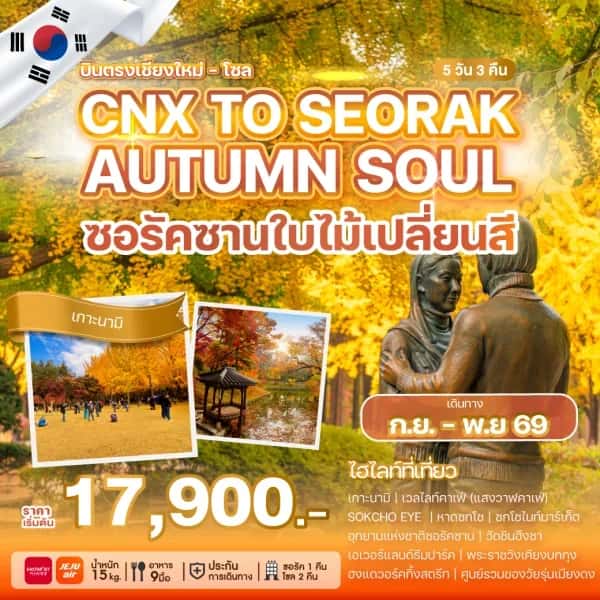 NT202605140-ทัวร์เกาหลีบินตรงเชียงใหม่ - โซล CHIANG MAI TO SEORAK AUTUMN SOUL-custom