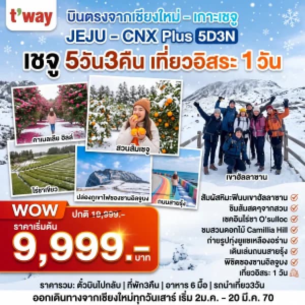 NT202607261-ทัวร์เกาหลี Jeju  CNX-CJU Plus Winter อิสระ 1 วัน  5D 3N-custom