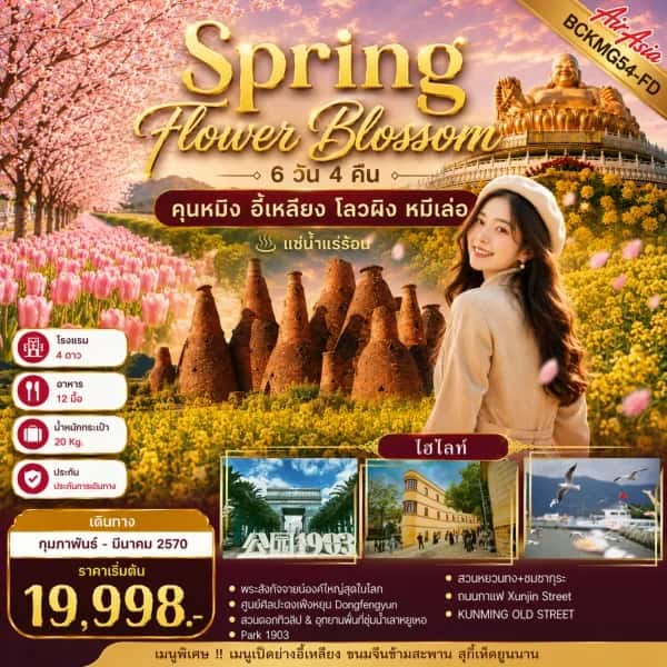 NT202608333-ทัวร์จีน คุนหมิง อี้เหลียง  โลวผิง หมีเล่อ  เที่ยวครบทุกวัน  ทัวร์ไม่ลงร้าน 6 วัน 5 คืน-custom