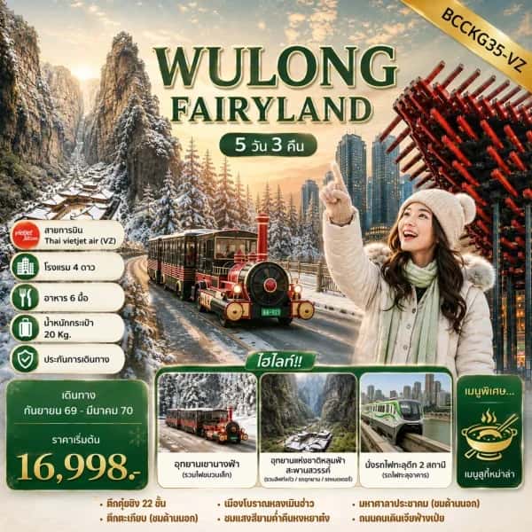 NT202608570-ทัวร์จีน ฉงชิ่ง อู่หลง อุทยานหลุมฟ้า รวมรถอุทยาน เขานางฟ้า 5 วัน 3 คืน-custom