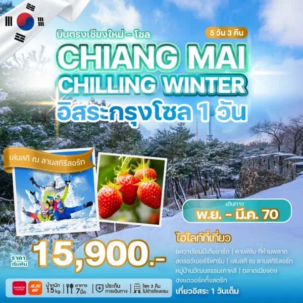 NT202609823-ทัวร์เกาหลี บินตรงเชียงใหม่ - โซล เล่นสกี หมู่บ้านวัฒนธรรมเกาหลี พิพิธภัณฑ์สาหร่าย 5 วัน 3 คืน-custom