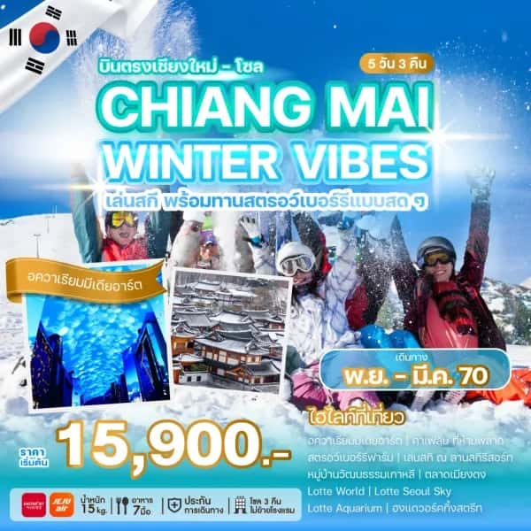 NT202609824-ทัวร์เกาหลี บินตรงเชียงใหม่โซล เล่นสกี อควาเรียมมีเดียอาร์ต หมู่บ้านวัฒนธรรมเกาหลี  5 วัน 3 คืน-custom