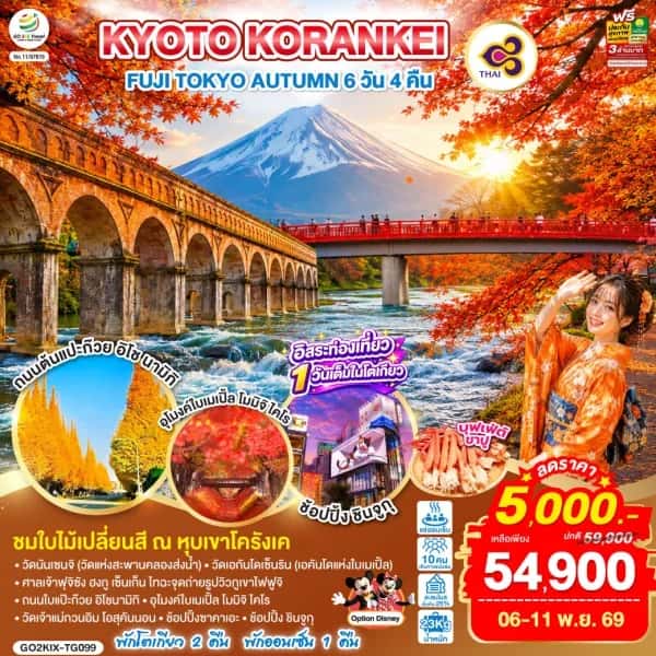 NT202609825-ทัวร์ญี่ปุ่น เกียวโต ฟูจิ โตเกียว ชมใบไม้เปลี่ยนสี ทะเลสาบคาวากุจิโกะ 6 วัน 4 คืน-custom