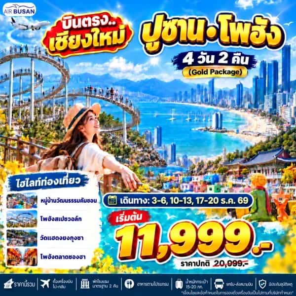 NT202610525-ทัวร์เกาหลี บินตรงเชียงใหม่ ปูซาน โพฮัง หมู่บ้านวัฒนธรรมคัมชอน โพฮังสเปซวอล์ค วัดแฮดงยงกุงซา 4 วัน 2 คืน-custom