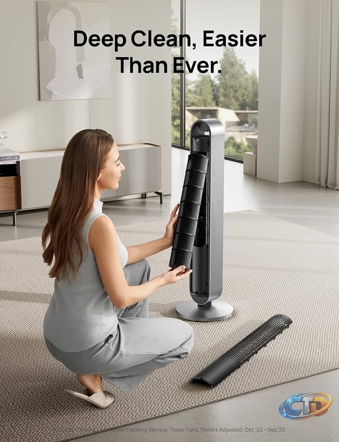 Amazon.com: DREO Tower Fan for Bedroom, 42 Inch 120° Oscillating Fan, 20dB  Quiet DC Motor, 28ft/s Velocity Bladeless Standing Fan with 12 Speeds, 4  Modes, 12H Timer Cooling Fans for Home, Living