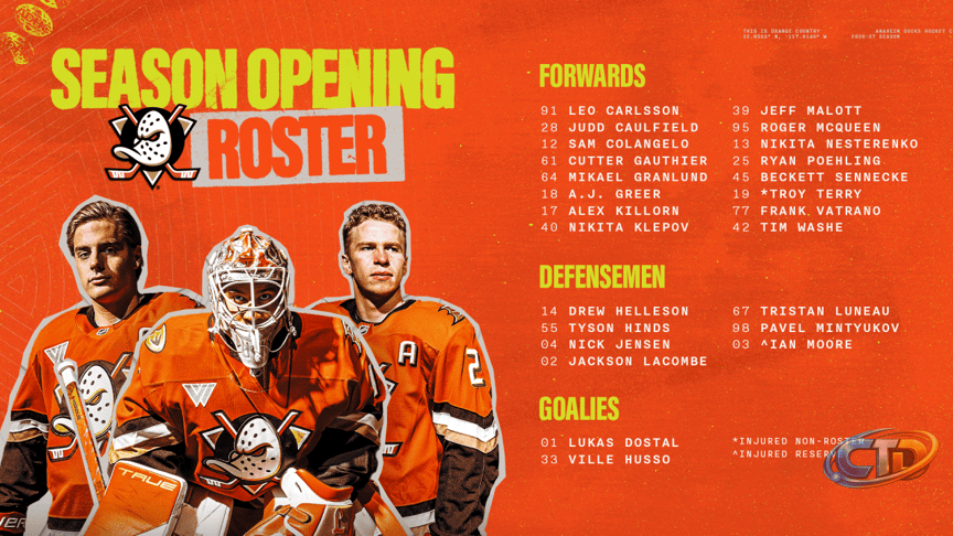 Ducks Announce 2026-27 Season-Opening Roster | Anaheim Ducks