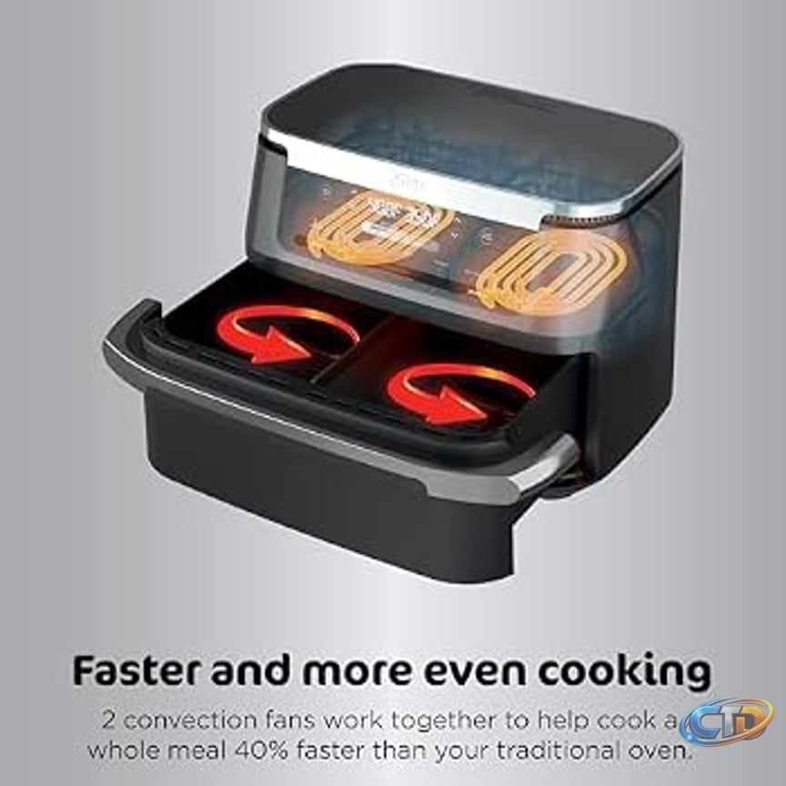 Amazon.com: Ninja Foodi Air Fryer | 6-in-1 with 7-QT MegaZone & Basket  Divider for Large Proteins & Full Meals | Cook 2 Foods at Once | 450° F |  Air Fry, Roast,