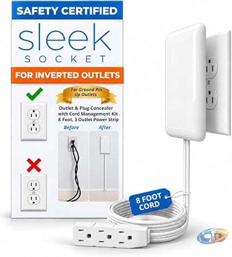 Amazon.com: Sleek Socket Original & Patented Flat Ultra-Thin Outlet  Concealer with Extension Cord Kit, Multi Outlets Power Strip, Ideal for  Home Improvement, Hide Bulky and Messy Cords, 3ft