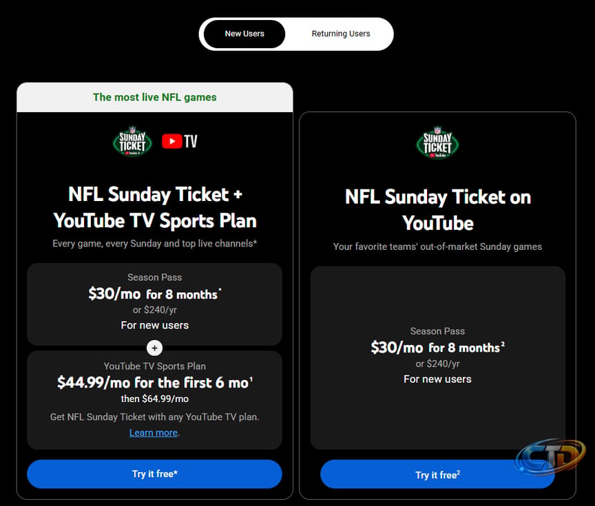 YouTube details NFL Sunday Ticket pricing for 2026-2027