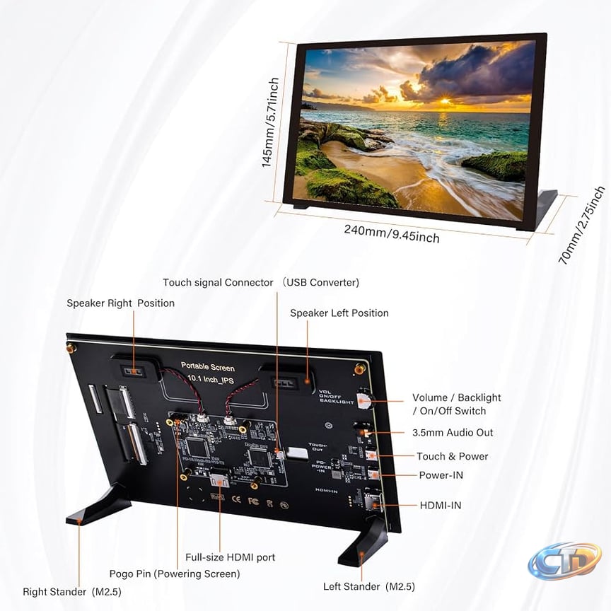 Amazon.com: GeeekPi 10.1 inch Capacitive Touchscreen for Raspberry Pi, HDMI  Monitor IPS 1280X800 LCD Display with Dual-Speaker for Raspberry Pi  5/4B/3B+/3B/B+, with Mount Hole to Install Raspberry Pi Board : Electronics