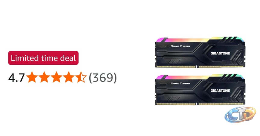 RGB DDR4 RAM: GIGASTONE Game Turbo 32 GB Kit (2 x 16 GB) DDR4 3200MHz  PC4-25600 CL 16-18-18-40 XMP 2.0 AMD Ryzen 1.35 V UDIMM 288pin Unbuffered  Non-ECC Ideal Desktop High Performance