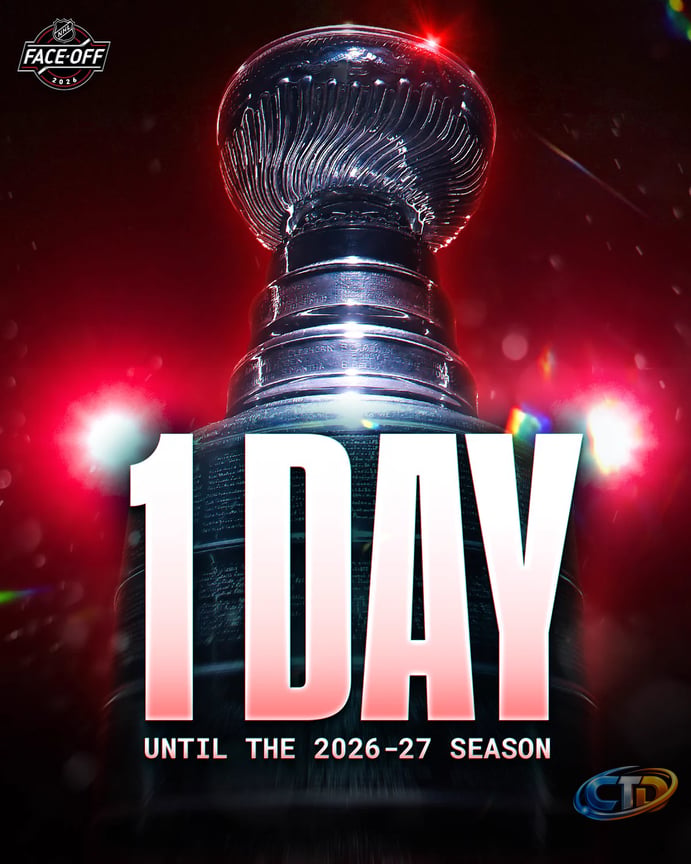 NHL on X: "One more day until the chase for the #StanleyCup returns!!! 🤩  Watch as the puck drops for the 2026-27 season TOMORROW! #NHLFaceOff" / X