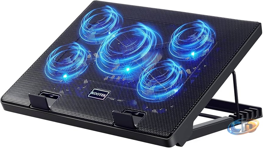 Amazon.com: Kootek Laptop Cooling Pad Cooler Stand with 5 Quiet Fans for  12"-17" Laptop | 5 Fans, USB Powered, Laptop Cooling Stand with 2 USB Hub,  6 Adjustable Height, 360° Cooling Coverage,