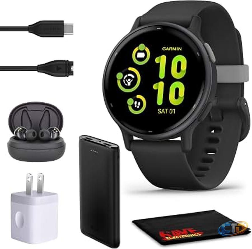Amazon.com: Garmin Vivoactive 5 Fitness Tracker Smart Watch for Women & Men  with Slate Aluminum Bezel with Black Case and Silicone Band with 11 Days  Battery Life and Bright 1.2” AMOLED Touchscreen Display