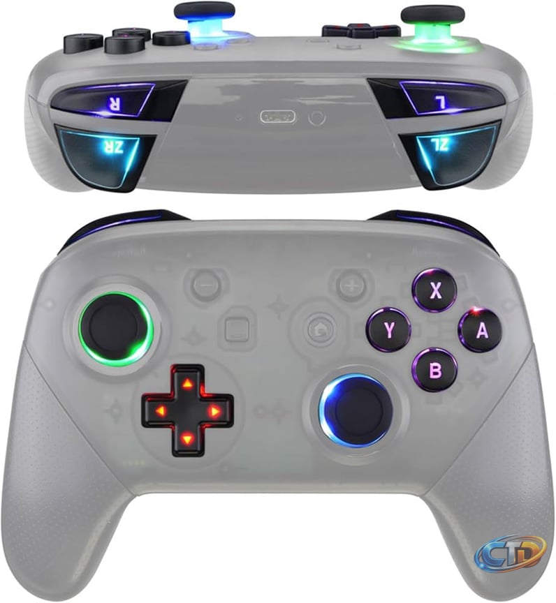 Amazon.com: eXtremeRate Multi-Colors Luminated DTFS LED Kit V2, Red Yellow  greenThumbsticks Dpad ABXY ZR ZL L R Buttons Classical Symbols Keys for  Nintendo Switch Pro Controller - Controller NOT Included : Videojuegos
