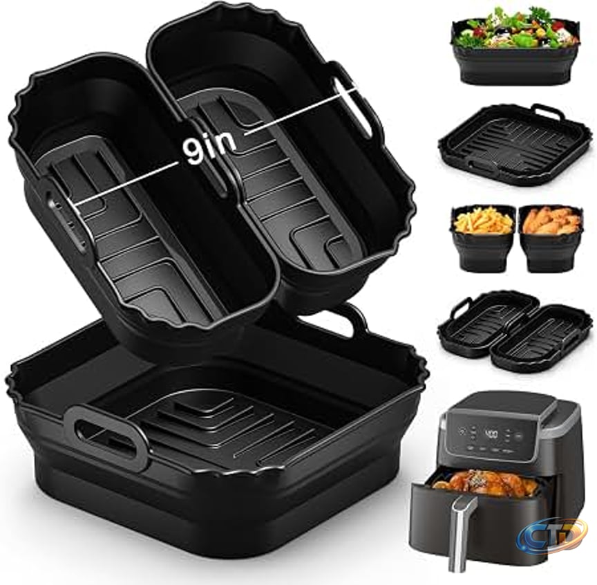 Amazon.com: Loveuing Silicone Air Fryer Liners Square - Reusable Airfryer  Collapsible Basket - Easy to Clean Air Fryers Pot for 5.8 to 8 Qt Baking  Tray Oven Accessories, 8.5 Inch Large