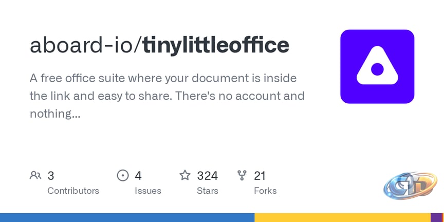 GitHub - aboard-io/tinylittleoffice: A free office suite where your  document is inside the link and easy to share. There's no account and  nothing saved unless you choose. · GitHub