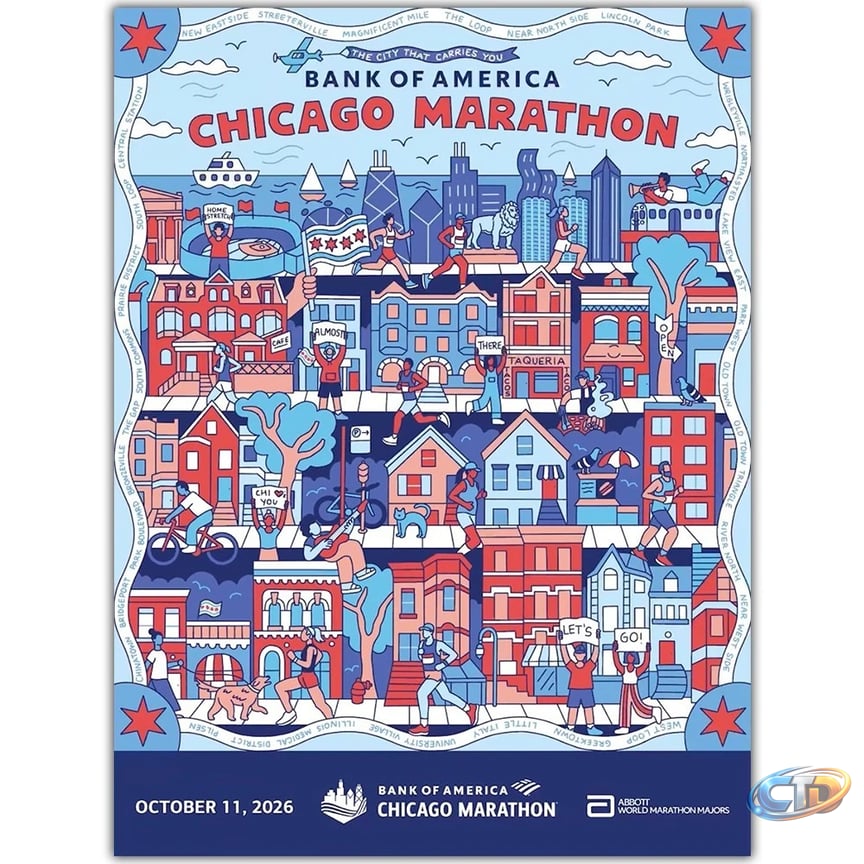 Bank of America Chicago Marathon Poster - October 11 2026 Wall Art Print