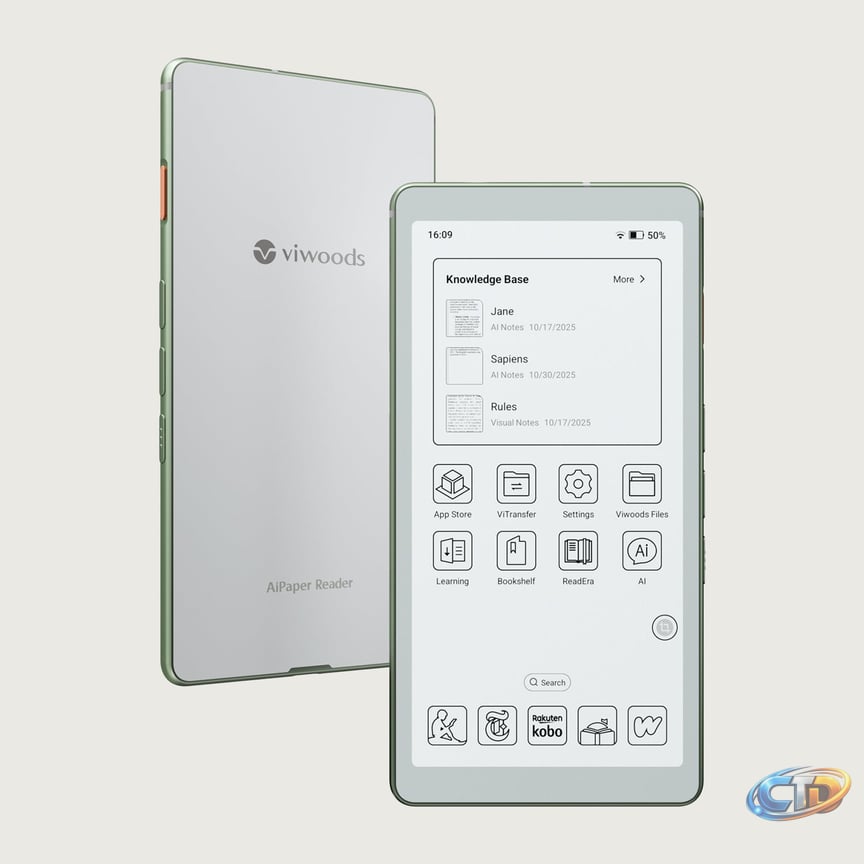 Android e Reader | Viwoods AiPaper Reader | Black and White Display | AI Reading Companion | Carta 1300, AI Supports,