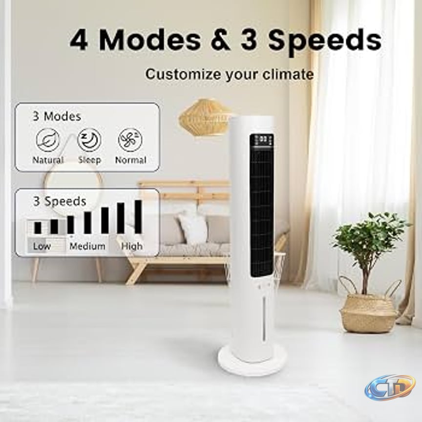 Amazon.com: AZOUTDOOR 3-IN-1 Evaporative Air Cooler, 41" Swamp Cooler with  Remote, 70° Oscillating Cooling Fans that Blow Cold Air, Portable Air  Conditioner for Bedroom, 3 Speeds 12H Timer, Water Tank & Ice