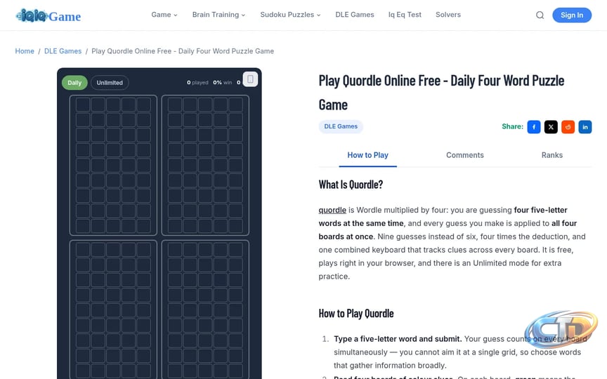 IQiQGame Quordle — play the daily word game free | Alldle