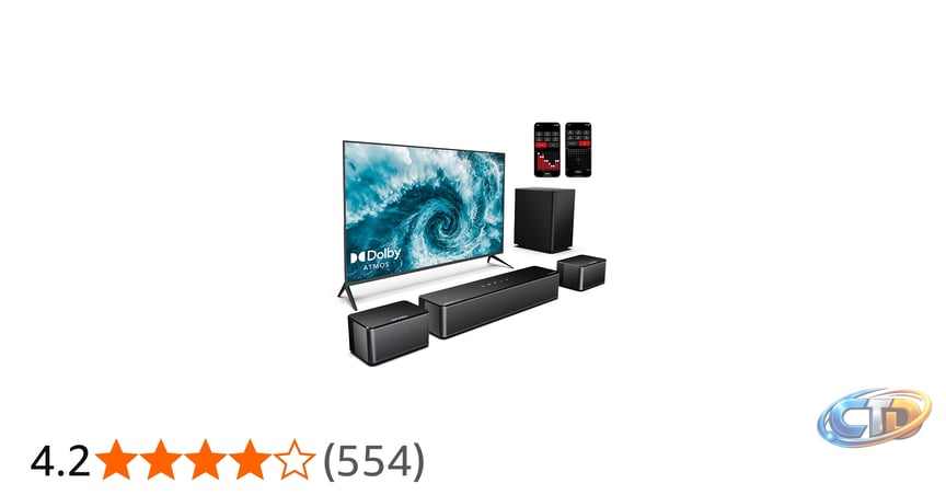 ULTIMEA 5.1 Sound Bar Home Theatre Dolby Atmos, Sound Bar for Smart TV,  Home Theater Speaker, 410W Surround Sound System for TV, Adjustable  Surround and Bass, HDMI eARC, Poseidon D60 Price: Buy