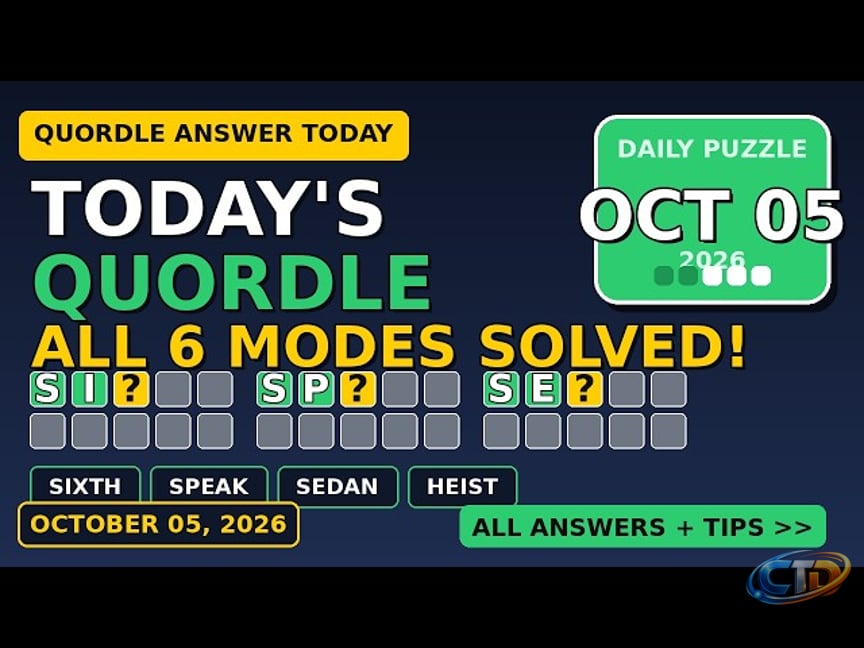 Quordle Answers Today - Oct 05 Full Solve + Hints