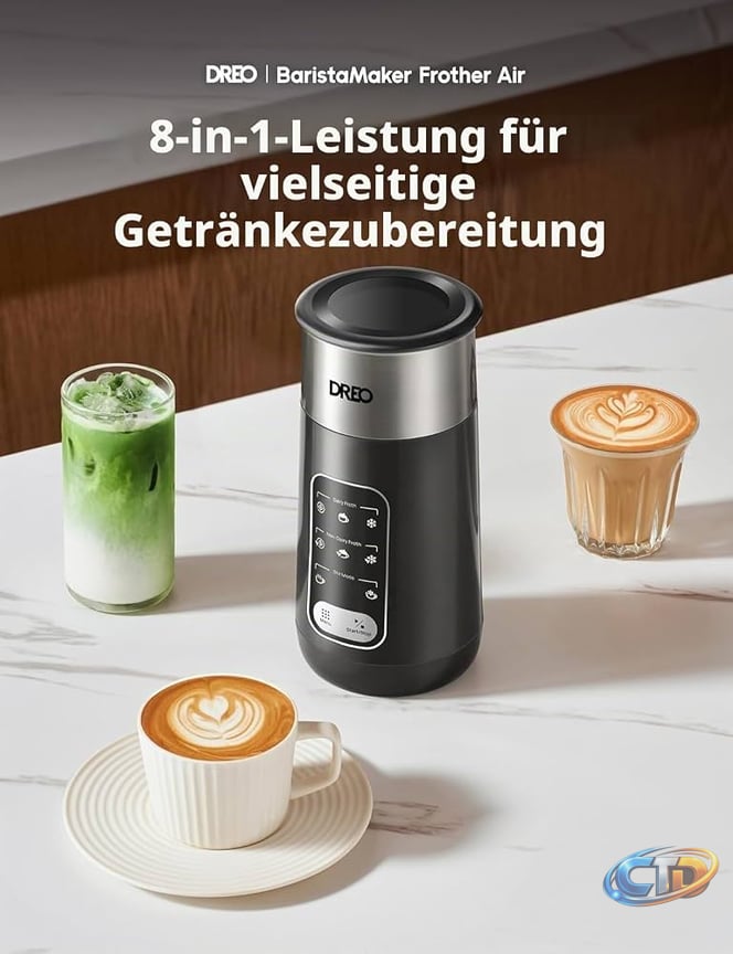 DREO Milchaufschäumer, 6-in-1 Elektrischer Milchschäumer für Latte Art  Mikroschaum und Kaffee, 270ml automatischer Aufschäumer für warmen und  kalten Schaum, LED, leicht zu reinigen : Amazon.de: Küche, Haushalt & Wohnen