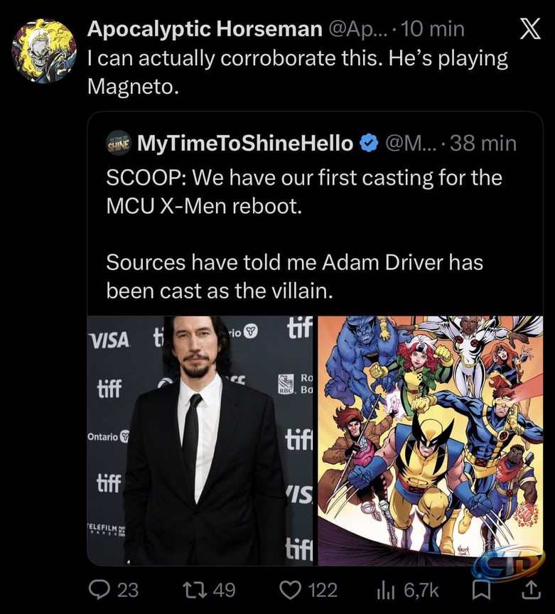 ApocHorseman: Adam Driver is playing Magneto in MCU's X-Men reboot :  r/MarvelStudios_Rumours