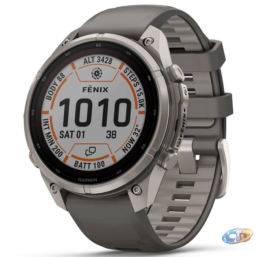 Garmin fenix 9 Pro inReach Solar Smartwatch 47mm Titanium with Pebble Gray  and Silver Gray Silicone Band