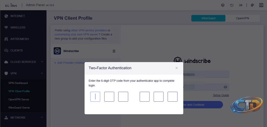 Does Glinet support 2FA for Windscribe? : r/GlInet