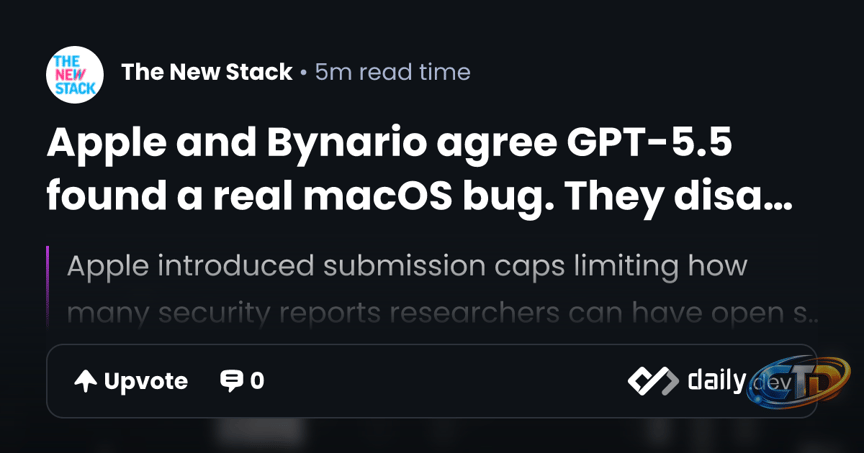 Apple and Bynario agree GPT-5.5 found a real macOS bug....
