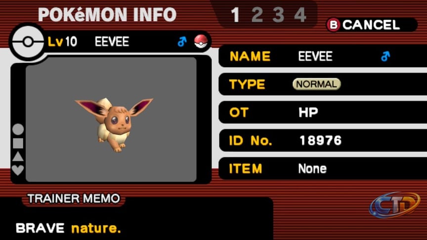 Evolving Eevee in Pokémon XD: Gale of Darkness on Switch 2
