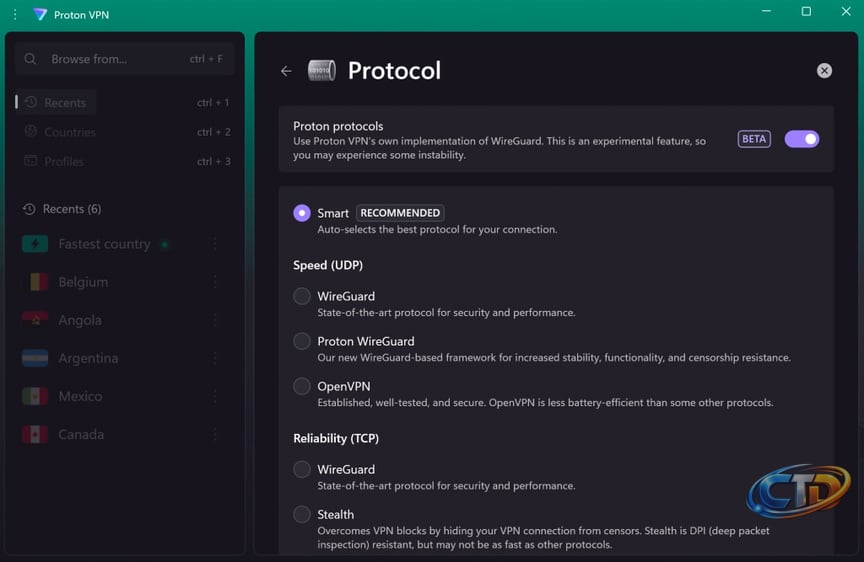Change your VPN protocol | Proton VPN