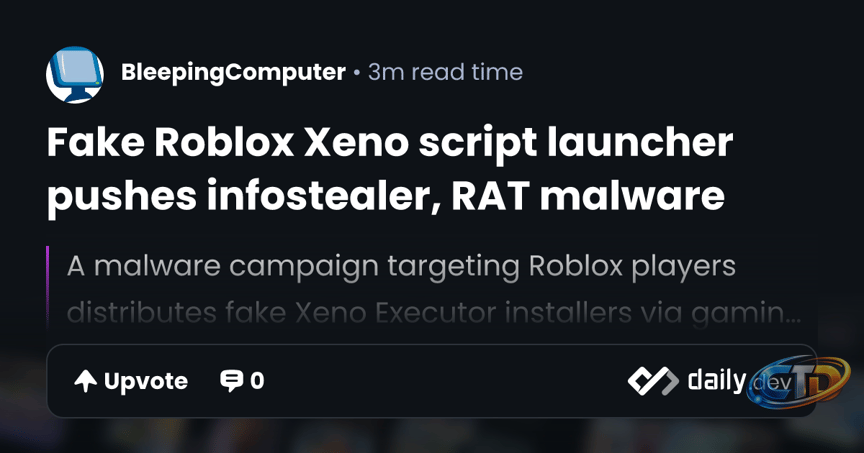 Fake Roblox Xeno script launcher pushes infostealer, RAT...