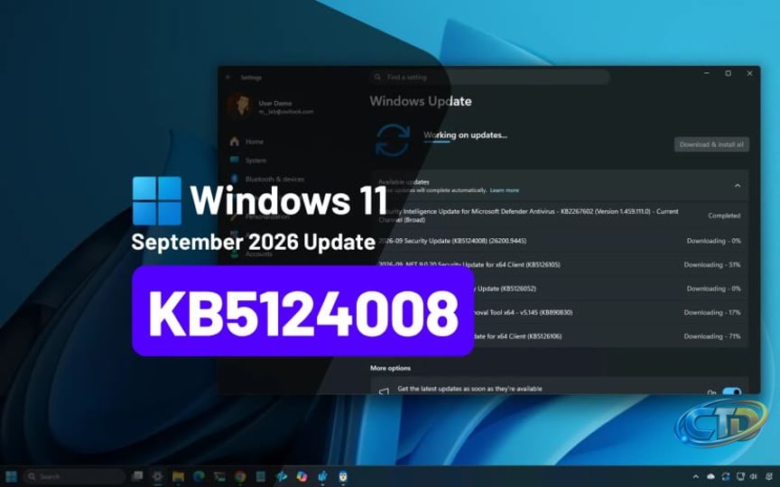 KB5124008 (build 26200.9445) for Windows 11 drops as part of the September  2026 update - Pureinfotech
