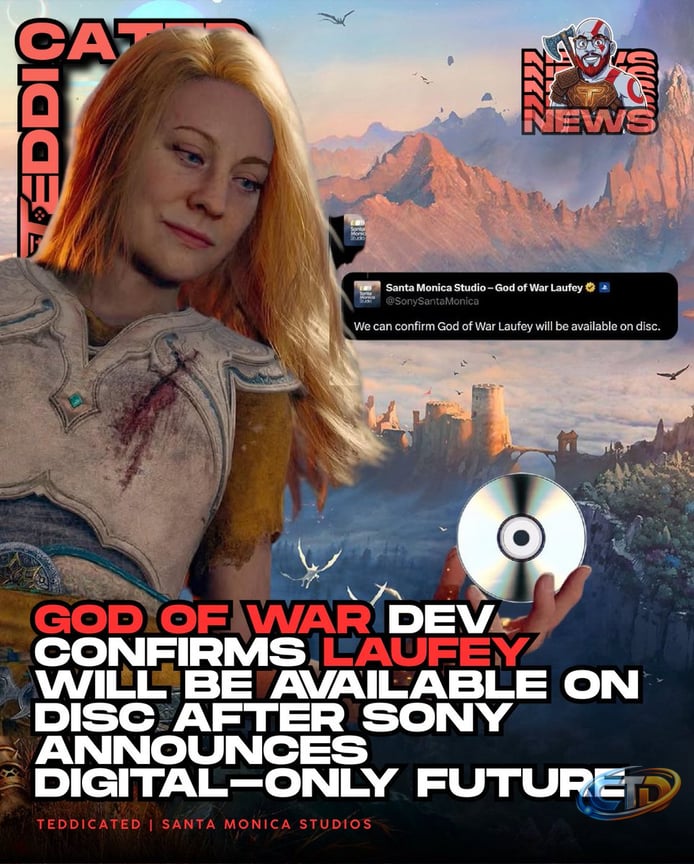 Physical media wins the day! 💿🪓 Despite Sony's major push towards a  digital-only future, Santa Monica Studio has officially confirmed that the  upcoming God of War Laufey WILL be available on disc!