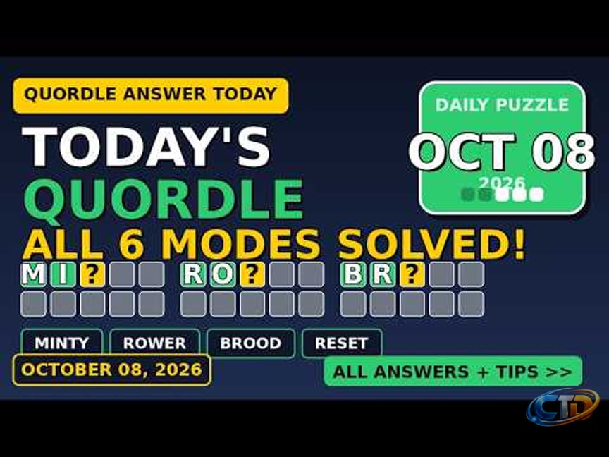 Quordle Answers Today - Oct 08 Full Solve + Hints