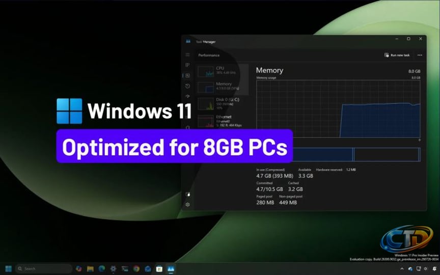Microsoft says Windows 11 will use less memory on PCs with 8GB RAM -  Pureinfotech
