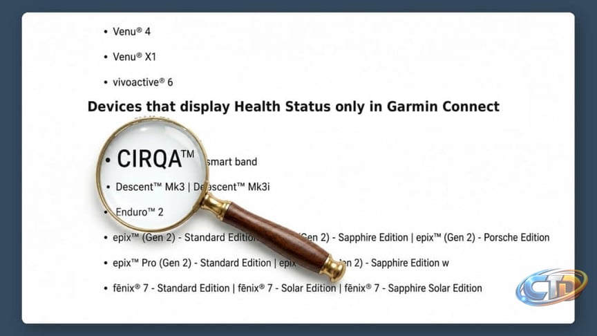 Garmin removes fresh CIRQA reference from support page
