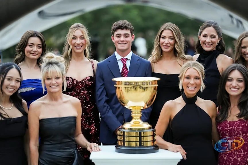 Presidents Cup 2026: Dateless Jackson Koivun poses for embarassing (but  hilarious) photo with U.S. team WAGs - Yahoo Sports
