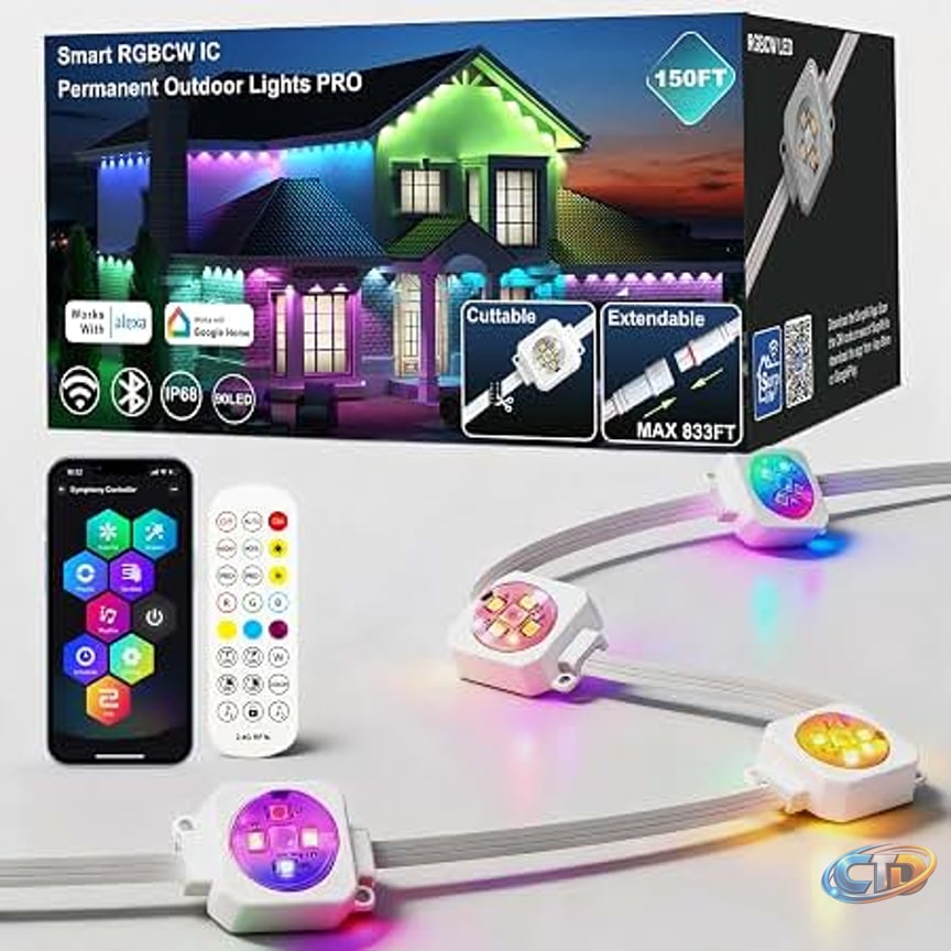 Amazon.com: Philips Hue Festavia 90ft Permanent Outdoor String Lights, 48  Dimmable Lights, 55 Lumens Each, Weatherproof, Water-Resistant, Black Wire,  Color Ambience, Bridge Required