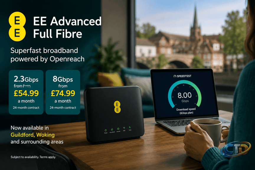 EE launches 8Gbps fibre in Guildford and Woking