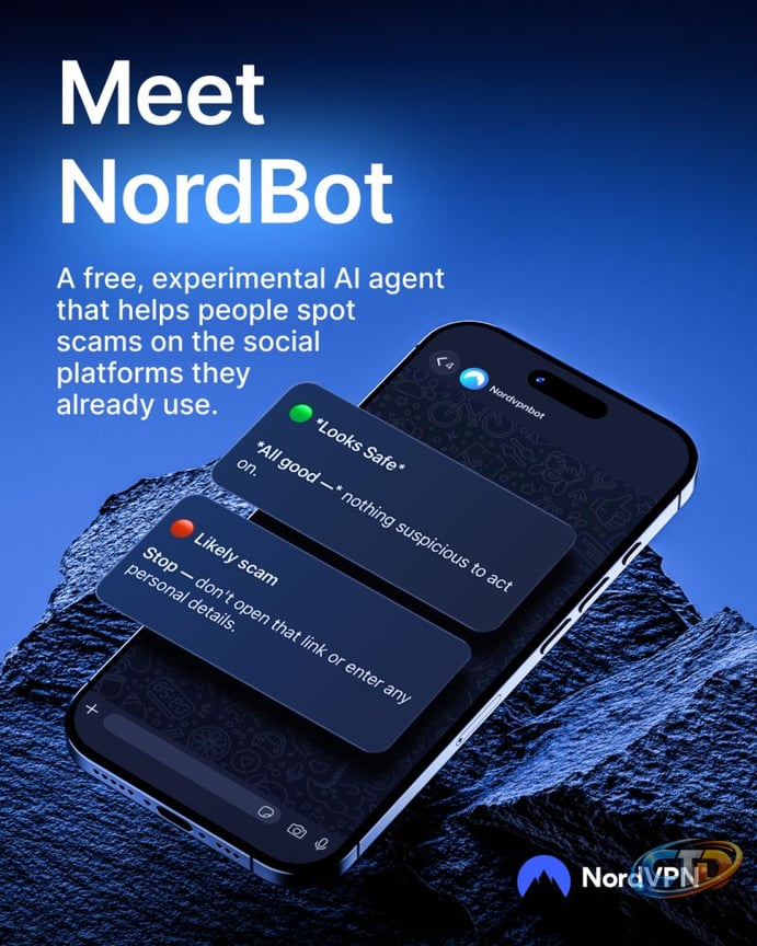 Social media is flooded with scams right now. But somehow no platform has a  native "tag to check" scam/deepfake option. NordBot is platform-native  agent that is already live on major social… |