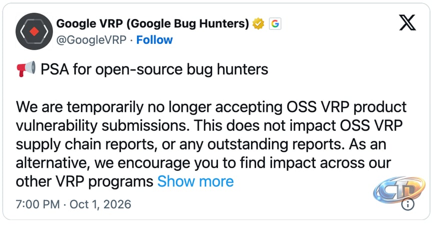 Google halts open-source bug bounty program amid AI spam surge