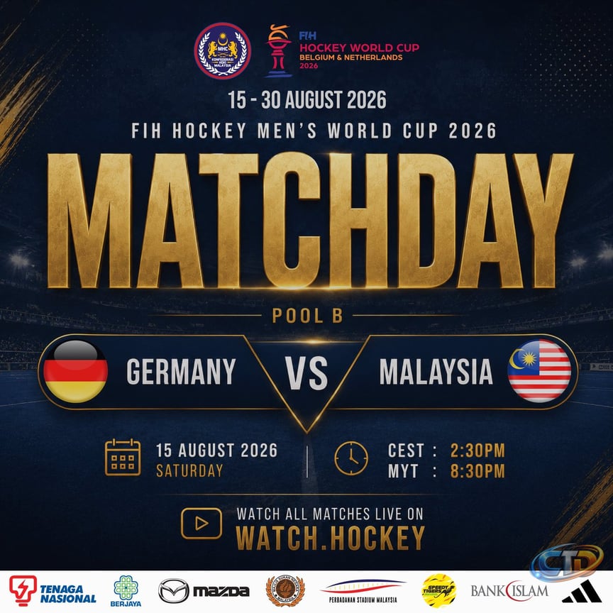 FIH HOCKEY MEN'S WORLD CUP 2026 🇲🇾🏑 MATCHDAY The Speedy Tigers are ready  to begin their FIH Hockey Men's World Cup 2026 campaign tonight. 🇲🇾🏑  Malaysia open their Pool B campaign against